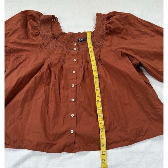 Gap Women’s Peasant Bohemian Top Country Cottage Core Brown XXL Puff Sleeves - Picture 4 of 7